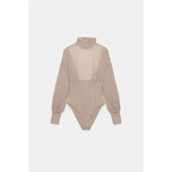 ZARA GEORGETTE BACK BODYSUIT - Picture 2 of 8